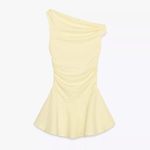 Zara Elegant Cream One-Shoulder Dress NWT